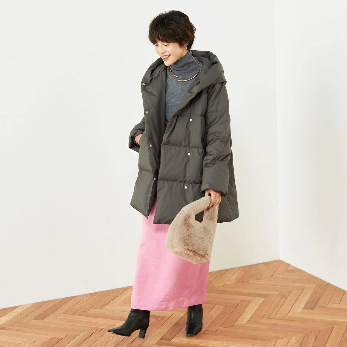 [購入]撥水ダウンショール風フードコート