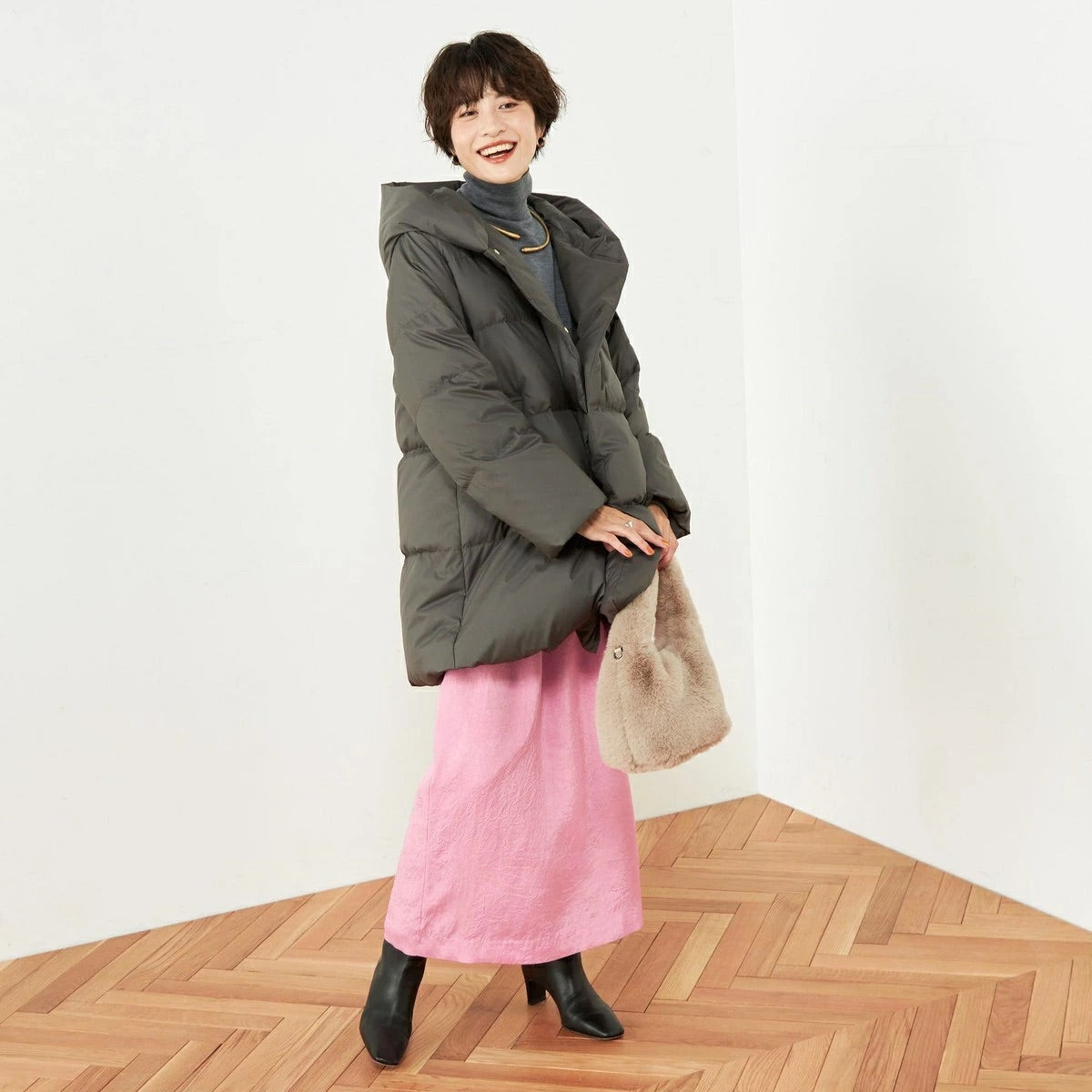 [購入]撥水ダウンショール風フードコート