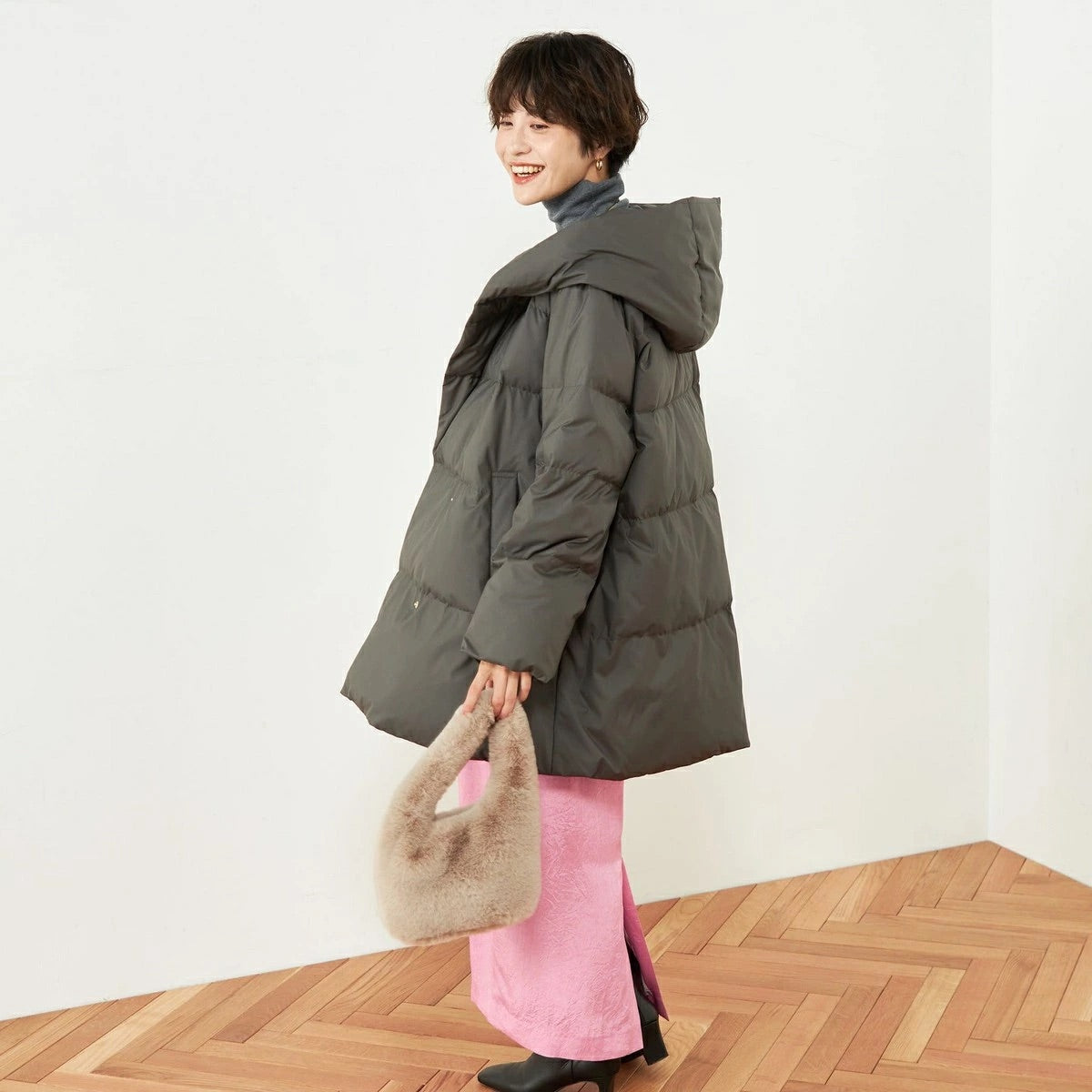 [購入]撥水ダウンショール風フードコート