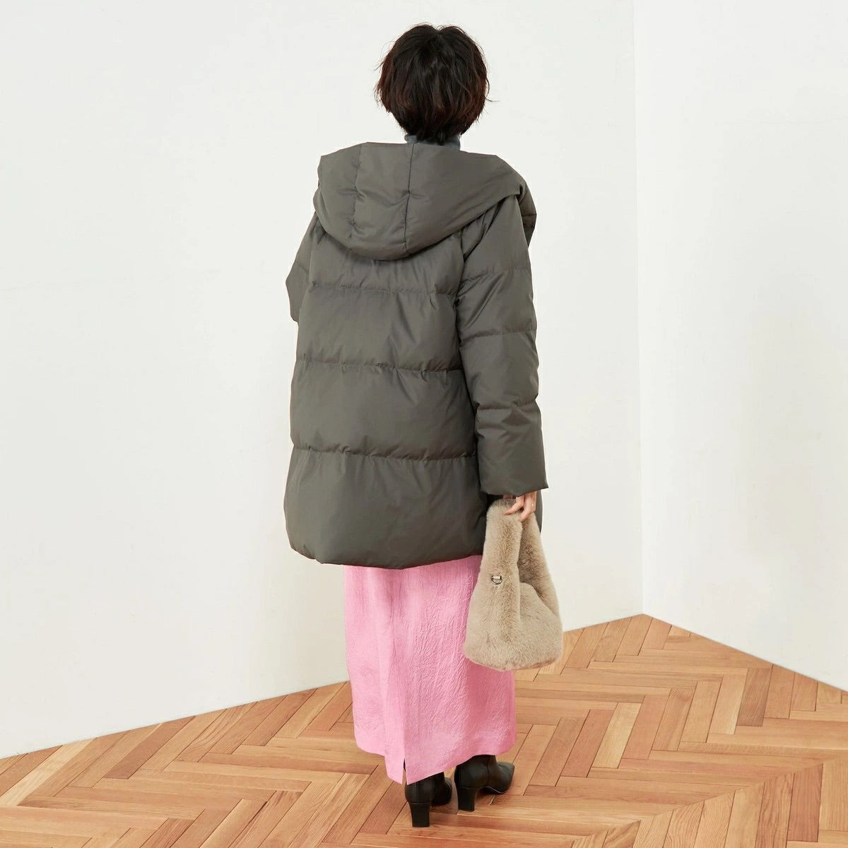 [購入]撥水ダウンショール風フードコート