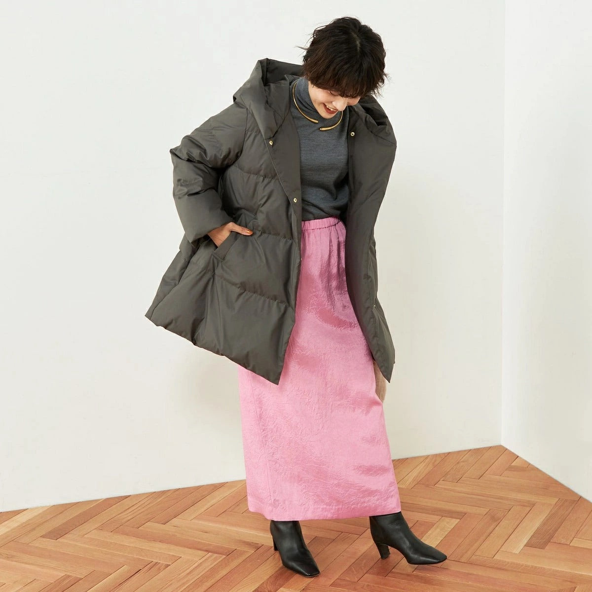 [購入]撥水ダウンショール風フードコート